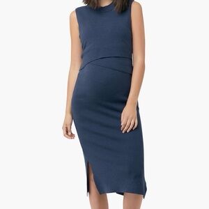 Blue Maternity and Breastfeeding Sweater Dress